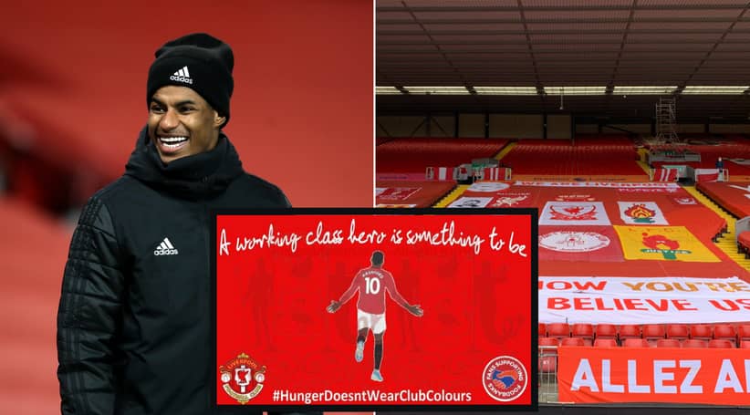 Liverpool Fans Discuss Marcus Rashford Banner Before Man United Game