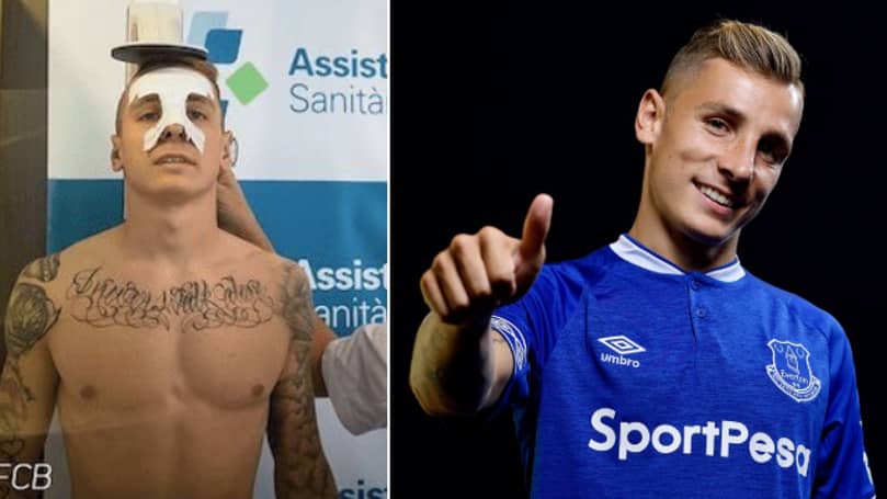 Everton S New Signing Lucas Digne Has I Never Walk Alone Tattooed Across His Chest Sportbible