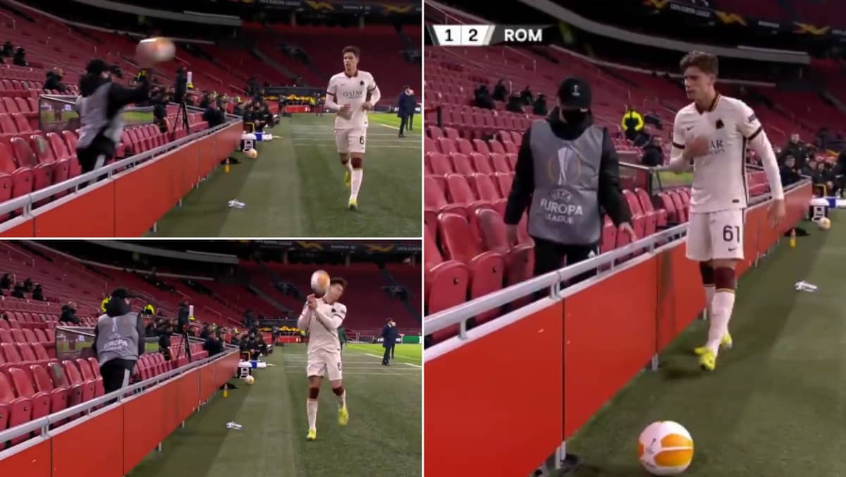 Ajax Ball Boy Launches Ball At As Roma Player For Time Wasting