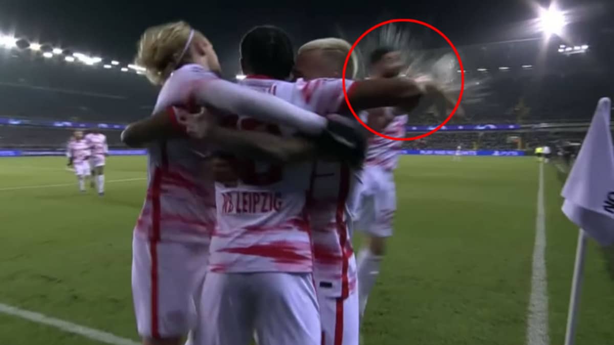 rb leipzig defender josko gvardiol headbutts pint of beer thrown by fan from crowd