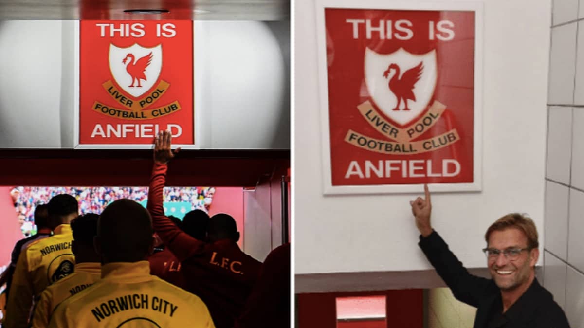 Jurgen Klopp Finally Allowed His Players To Touch The Famous This Is Anfield Sign Sportbible