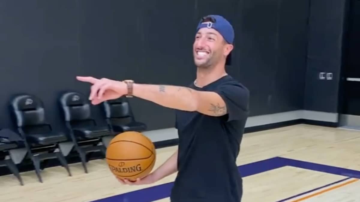 Daniel Ricciardo Nails Half Court Shot At Phoenix Suns Training Facility Sportbible