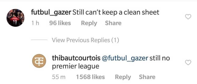 Ex Chelsea Keeper Thibaut Courtois Brutally Trolls Liverpool Fan On Instagram Sportbible