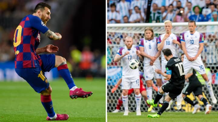 Fc Barcelona News The Mindblowing Sprained Ankle Free Kick Technique Lionel Messi Has Developed