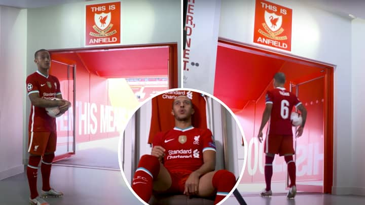 Thiago Reveals Liverpool Legend Told Him Why He Should Not Touch The This Is Anfield Sign Sportbible